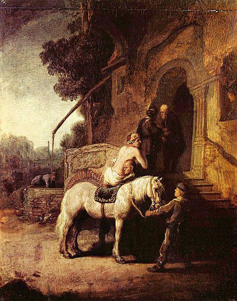 Rembrandt van rijn The Good Samaritan. Sweden oil painting art